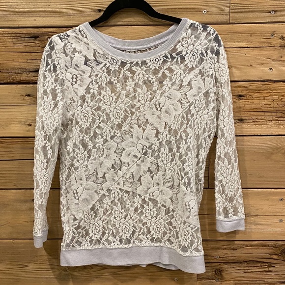 Anthropologie Cream Lace Top - Picture 1 of 5